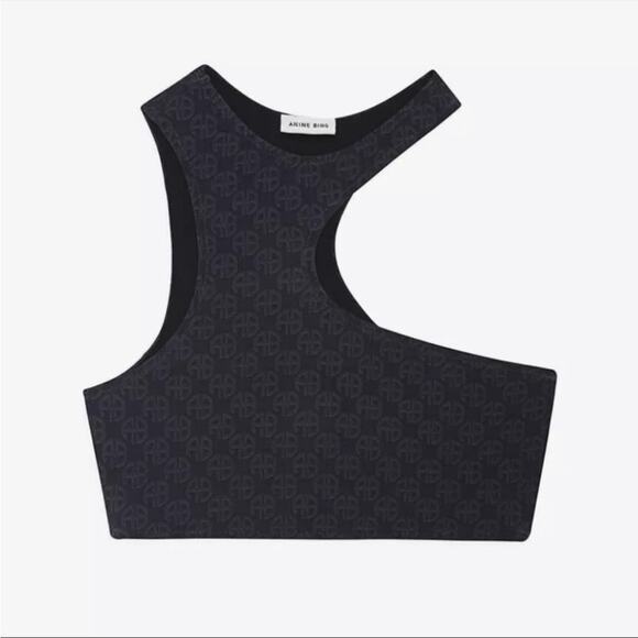 ANINE BING Bea & Millie Bikini Swimsuit AB Monogram Top & Bottom S / M Black NWT - Picture 5 of 6